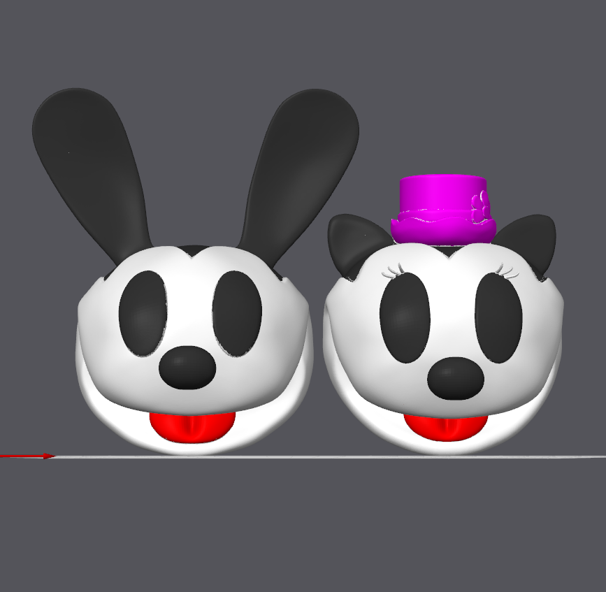 Old School Cartoon Rabbit Heads Oswald and Ortensia Show Prop - Digital STL 3D Model