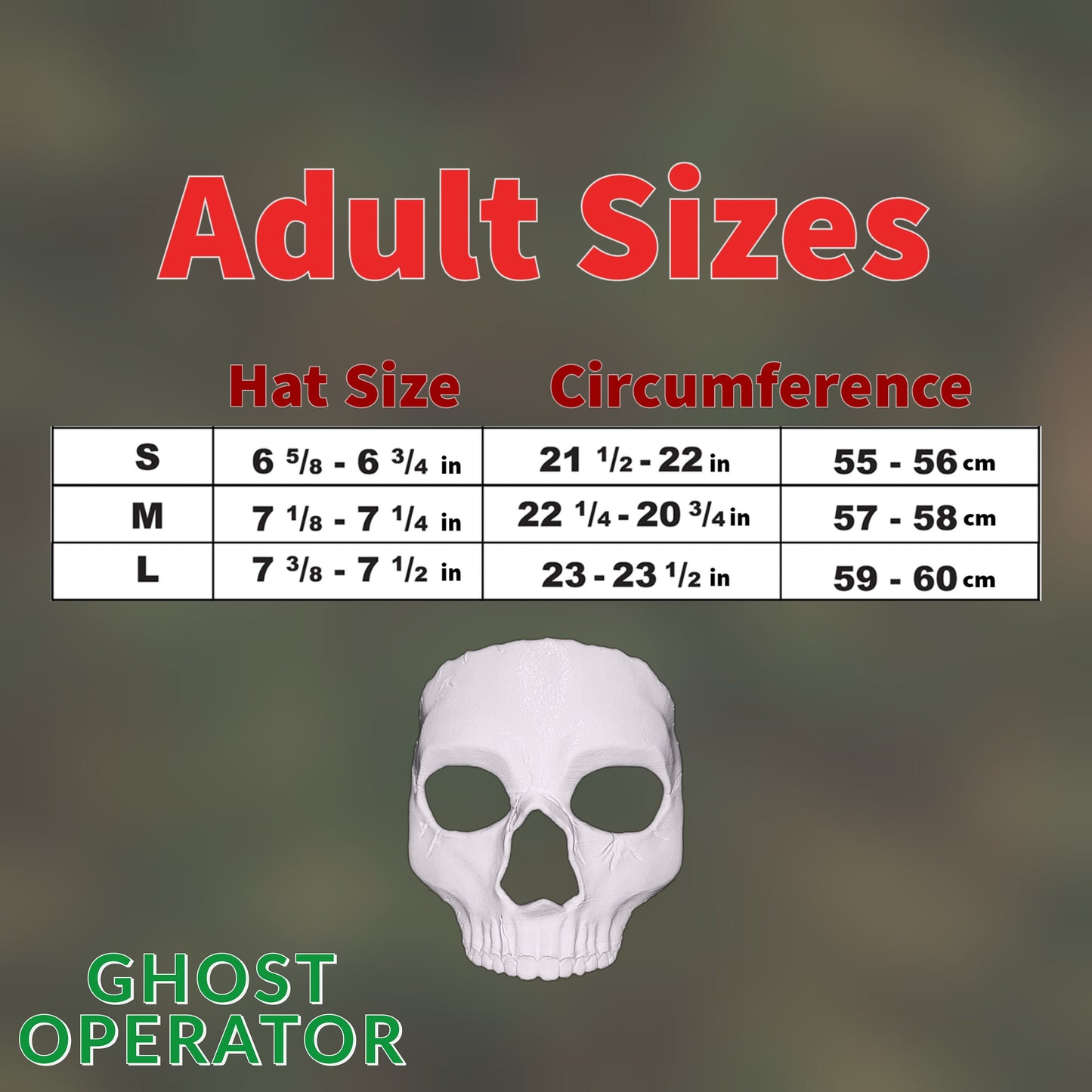 Ghost Operator Face Mask - Call Of Duty Game Mask/Cosplay | Professional Prop | Multiple Colors & Sizes Available