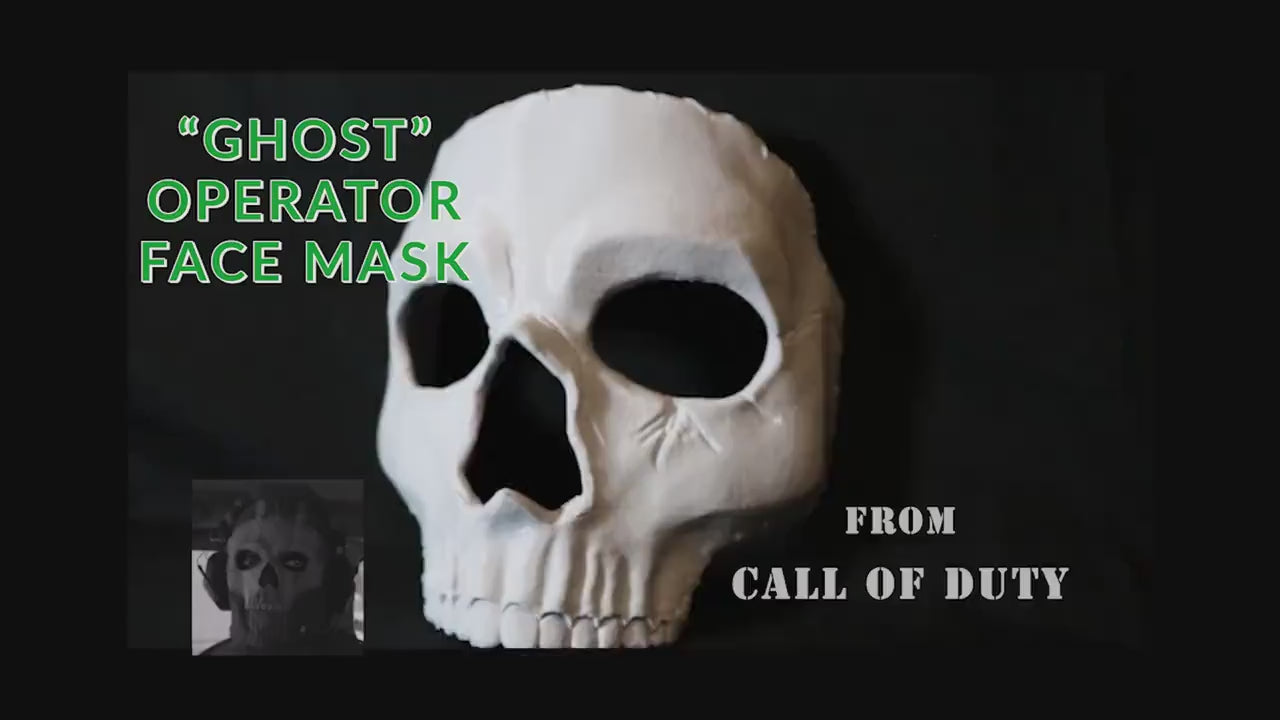 Ghost Operator Face Mask - Call Of Duty Game Mask/Cosplay | Professional Prop | Multiple Colors & Sizes Available