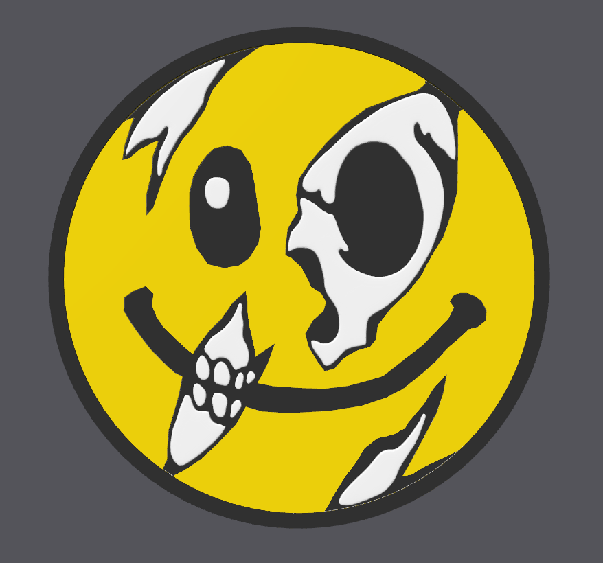 Smiley Face Half Skeleton Emoji Logo Display - Digital STL 3D Model