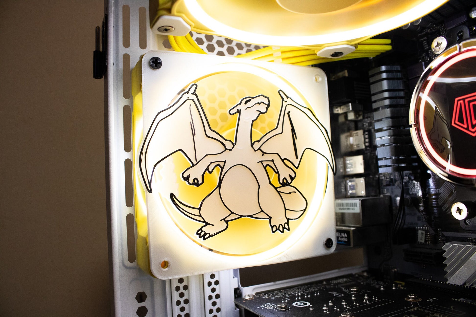 Charizard Pokémon Gaming Computer High Quality PC Fan Grill - Shroud - Cover 120mm Multicolored (Custom sizes available)