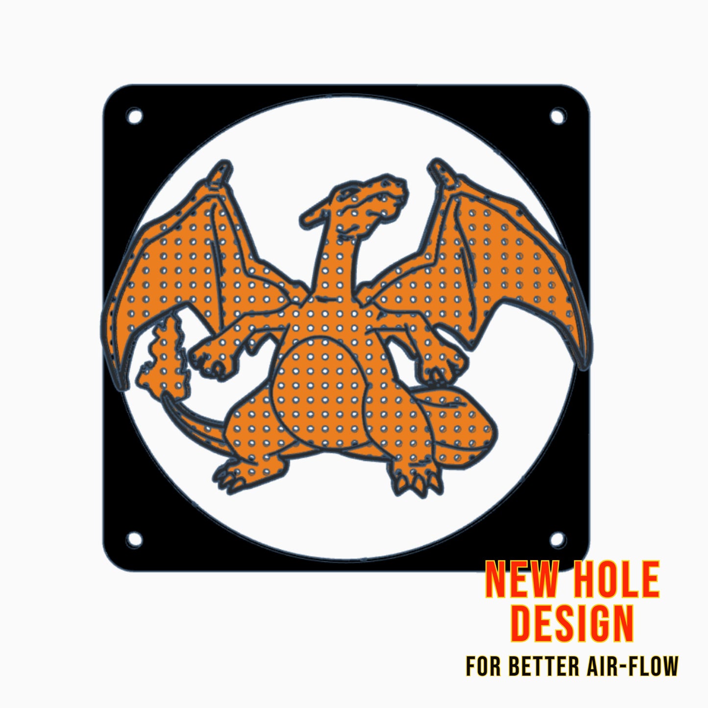 Charizard Pokémon Gaming Computer High Quality PC Fan Grill - Shroud - Cover 120mm Multicolored (Custom sizes available)