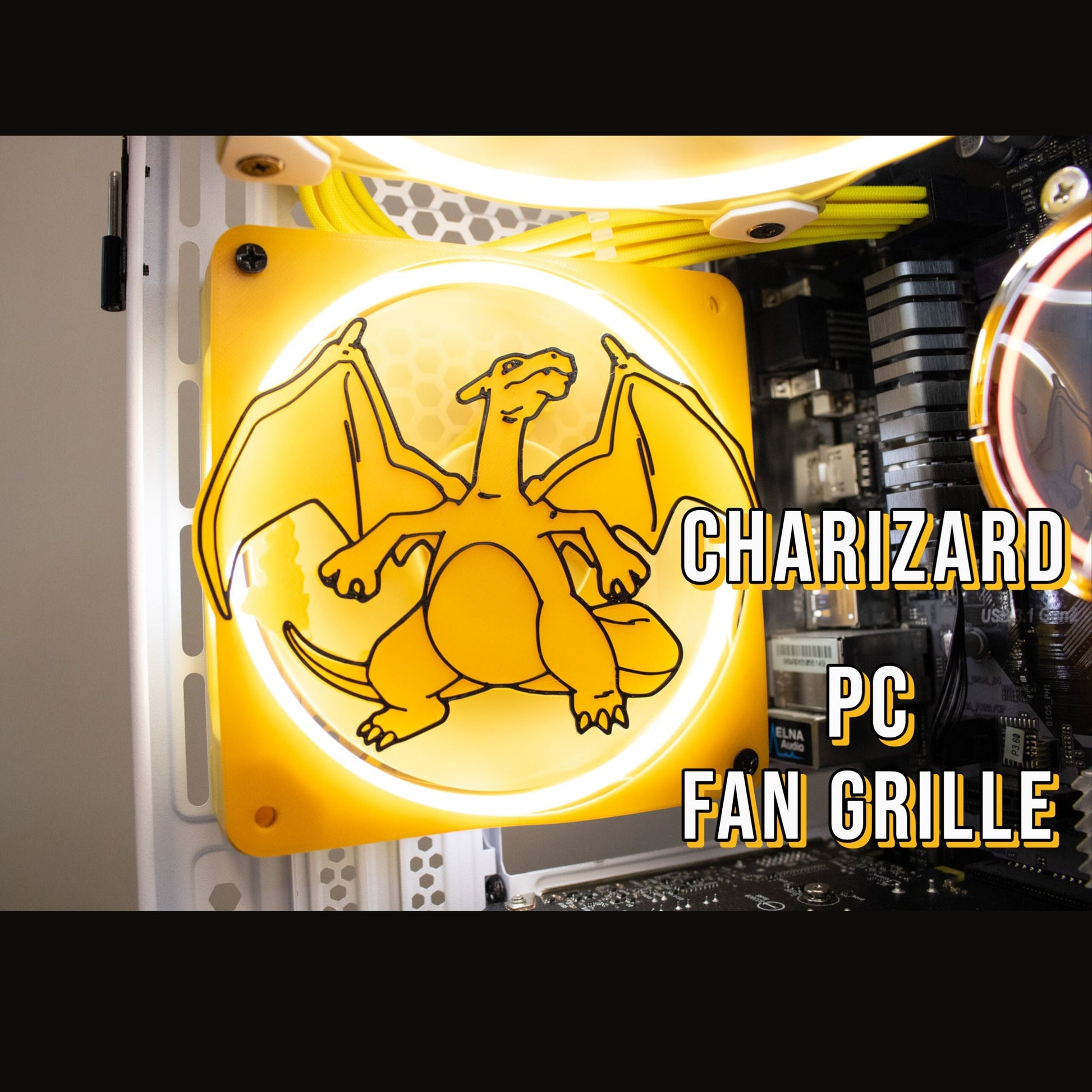 Charizard Pokémon Gaming Computer High Quality PC Fan Grill - Shroud - Cover 120mm Multicolored (Custom sizes available)