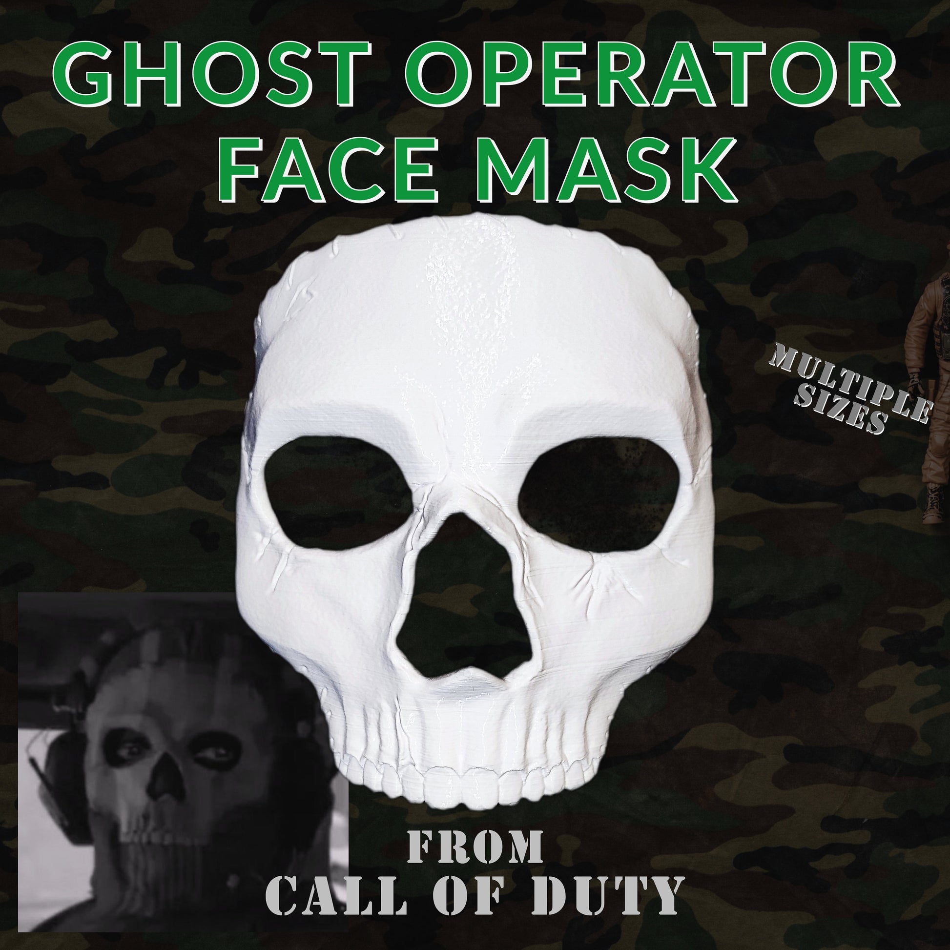 Ghost Operator Face Mask - Call Of Duty Game Mask/Cosplay | Professional Prop | Multiple Colors & Sizes Available